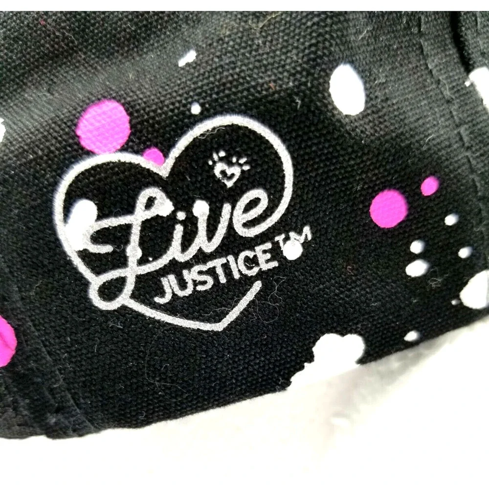 Justice Girl Squad Baseball Cap Black Pink Heart Paint Splatters SUPER CUTE